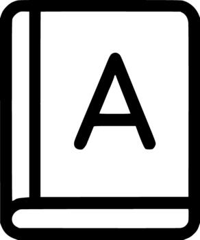 un contorno icono representando un diccionario, idioma aprendiendo, vocabulario, definición, y educativo libro vector