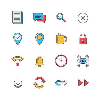un colección de útil íconos para digital interfaces y aplicaciones vector