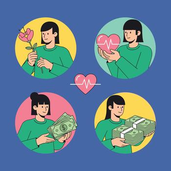 Understanding the multifaceted aspects of human well-being and its interconnected elements. vector