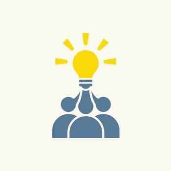 un trabajo en equipo y colaboración líder a un brillante idea, simbolizando innovación y compartido creatividad en un negocio ajuste vector