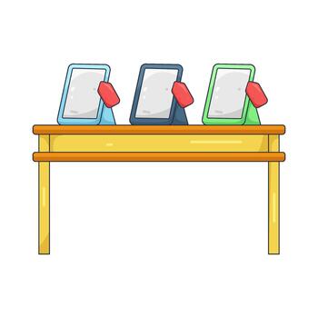 Illustration of Tablets on Display on a Table vector