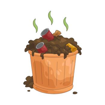 Illustration of Trash Can with Smelly Garbage vector