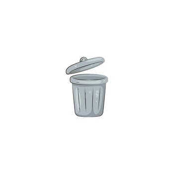 Illustration of Trash Can with Open Lid vector