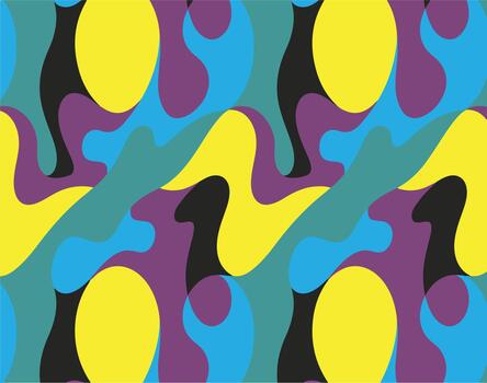 A colorful pattern with yellow, blue and purple shapes vector