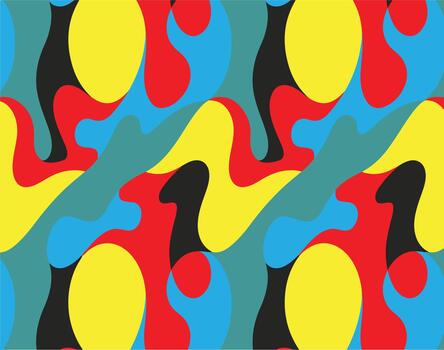 A colorful abstract pattern with red, yellow, blue and black shapes vector