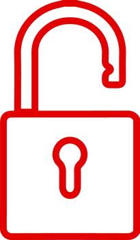 Open padlock security symbol outline icon icon simple outline safety system access vector