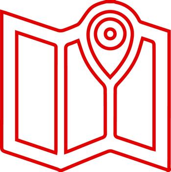 mapa puntero contorno ilustración rojo icono ubicación guía destino concepto vector