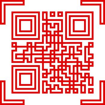 Código QR escáner contorno icono icono digital escanear código información datos matriz tecnología vector