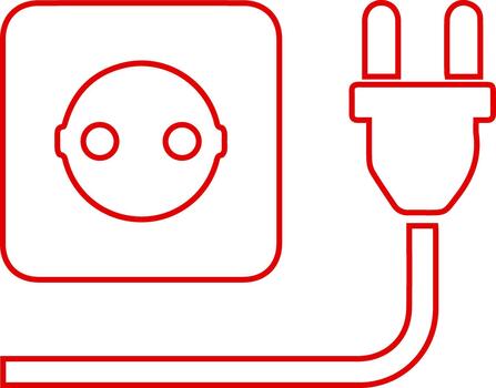 Electric Socket Plug Symbol Connection Cord Energy Appliance Device Outline vector
