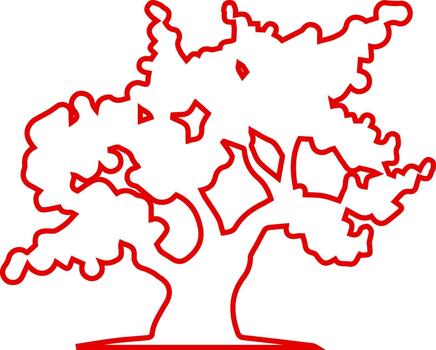 Tree outline, abstract forest drawing outline icon illustration. Artistic tree line vector