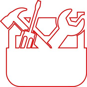 Outline toolbox filled with essential work tools outline icon illustration vector