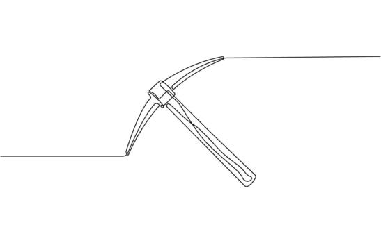 Continuous line drawing art Pickaxe tool Mining Pickaxe concept outline vector