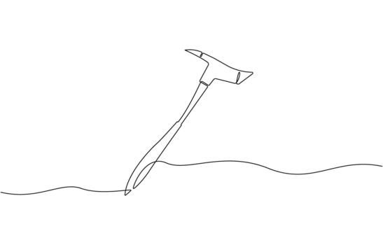 Continuous line drawing art Pickaxe tool Mining Pickaxe concept symbol vector