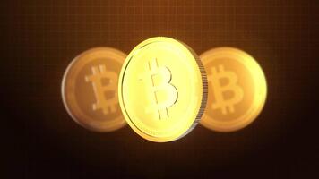 Bitcoin Kasse Kryptowährung Gold Münze Schleifen Animation video