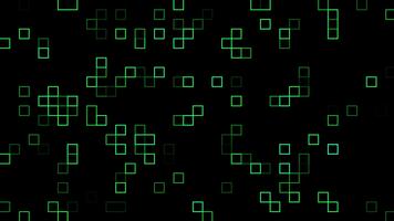 animering abstrakt grön neon lysande fyrkant mönster på svart bakgrund. digital futuristiska. binär koda bakgrund. sci fi visuell. video