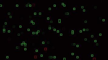 animerad neon grön och röd digital kvadrater rutnät data matris visualisering bakgrund. Cybersäkerhet systemet. video