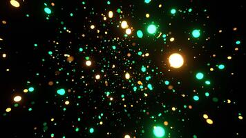 turkos och gul kaotisk partikel rörelse bakgrund vj slinga i 4k video