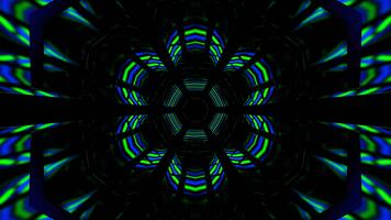 blå och grön hexagonal neon speglad tunnel bakgrund vj slinga i 4k video