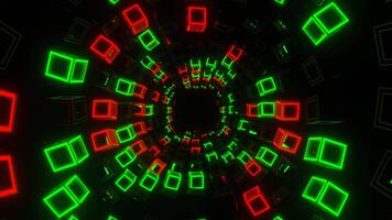 vermelho e verde movimento através estroboscópico quadrados fundo vj ciclo dentro 4k video