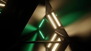 Turquoise and Yellow Strobe Mirror Triangular Tunnel Background VJ Loop in 4K video