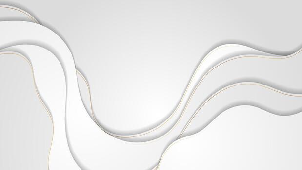 Golden and white curved wavy lines abstract geometric minimal background vector