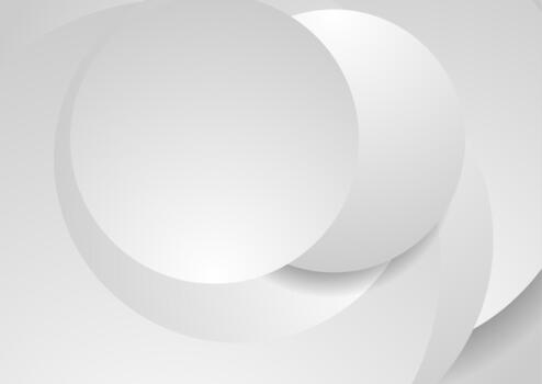 White grey geometric tech background with minimal paper circles vector