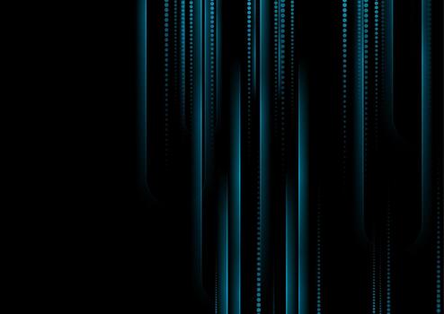 Blue smooth glowing stripes and dotted lines abstract tech background vector