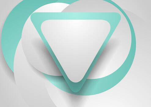 Mint and grey paper triangles and circles abstract tech background vector