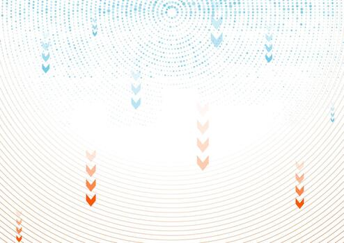 Technology background with round lines, halftone dots and arrows vector