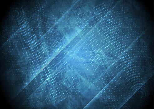 Dark blue grunge texture abstract geometric background with halftone dots vector