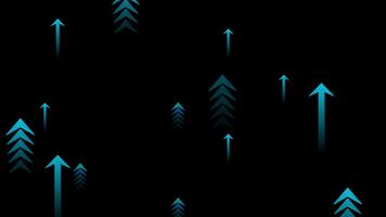 Abstract motion of rising arrows representing profits and dynamic data flow. Modern technology backdrop for illustrating rapid business expansion and strategy video