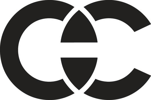 Abstract interlocking C letters forming a unique geometric design. vector
