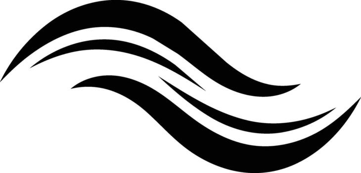 Abstract flowing wave lines black and white graphic design element. vector