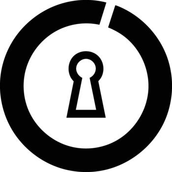 ojo de cerradura en un circulo con un desaparecido segmento, representando seguridad y acceso. vector