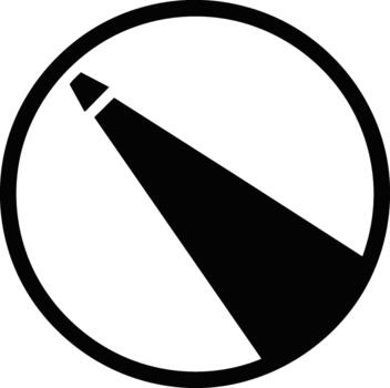 Abstract graphic icon depicting a focused beam or spotlight within a circular frame. vector