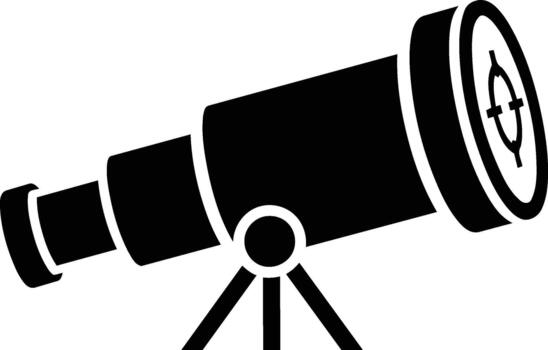 Telescope icon with target reticle for observation and discovery. vector