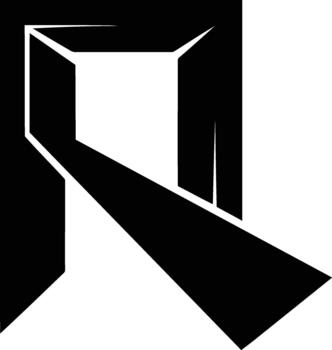 Abstract geometric design with strong perspective creating a path into light. vector