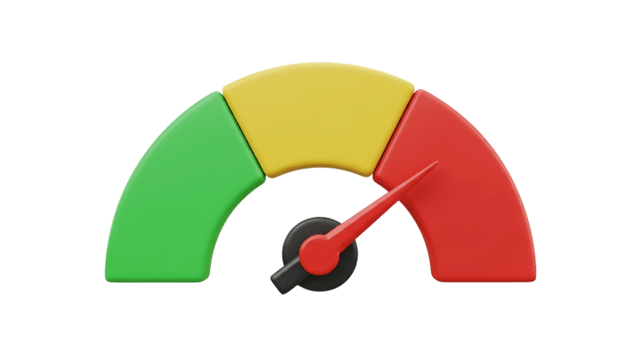 een 3d renderen van een peilen met groente, geel, en rood secties, geïsoleerd Aan transparant achtergrond png