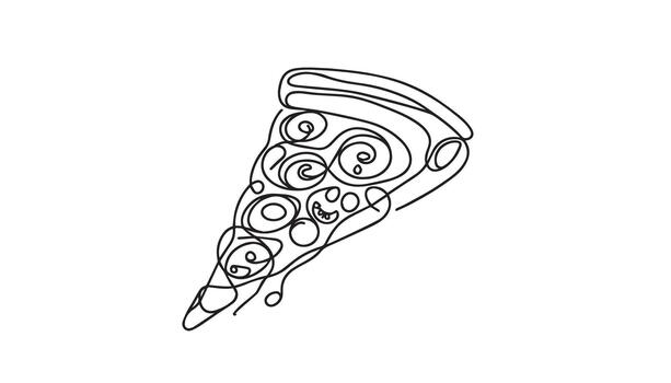 a pizza slice is drawn in a continuous line vector