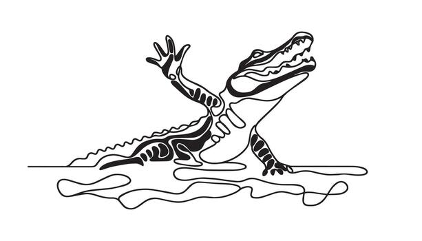 Continuous one single minimal line drawing Alligators vector
