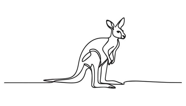 continuous line drawing of kangaroo isolated on white background vector