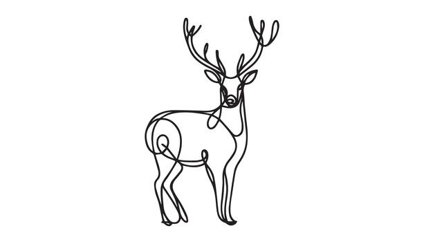 a deer is drawn in a single line on a white background vector