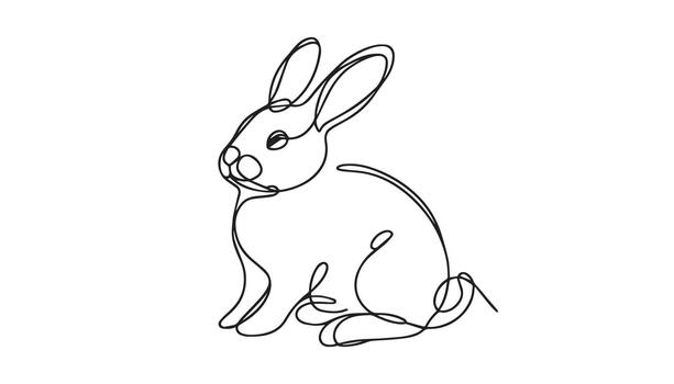 continuous line drawing of a rabbit on a white background vector