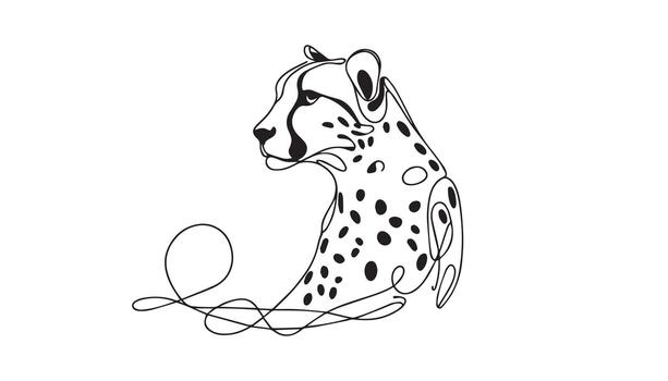 Continuous one single minimal line drawing cheetah vector