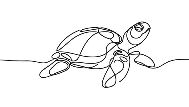 continuous line drawing of a turtle vector