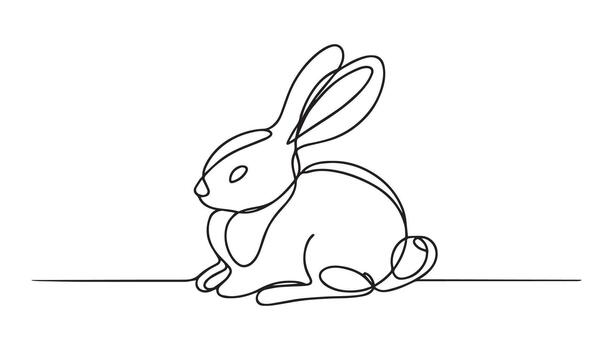 continuous line drawing of a rabbit sitting on a white background vector