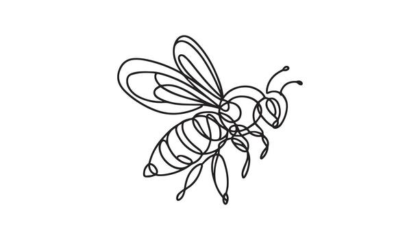 a bee is drawn in a continuous line on a white background vector