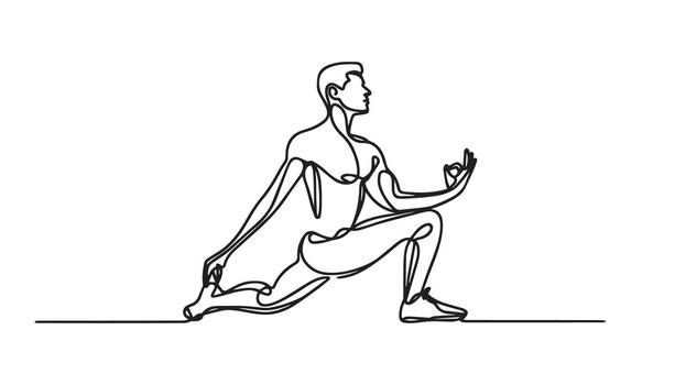 continuous line drawing of a man doing squats vector
