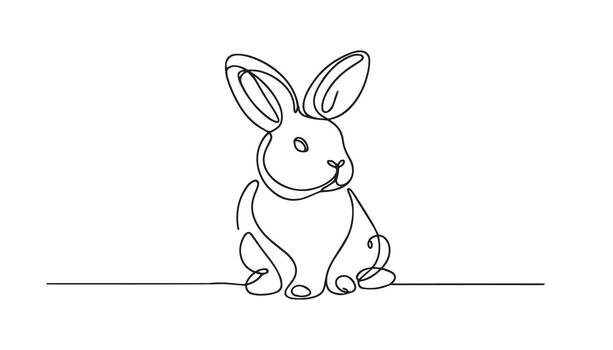 continuous line drawing of a rabbit sitting on a table vector