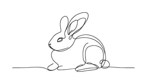 a continuous line drawing of a rabbit sitting down vector
